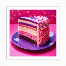 Pink And Purple Slice Of Cake (7) (1) Art Print