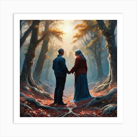 Couple In The Woods 4 Art Print