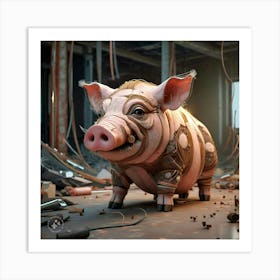 Robot Pig Art Print