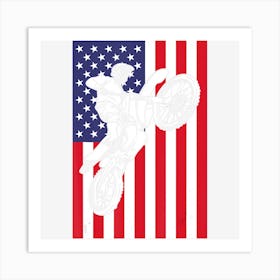 American Flag Motorcycle 4th Of July Patriotic Art Print