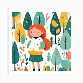 Girl in the forest, whimsical design 5 Art Print