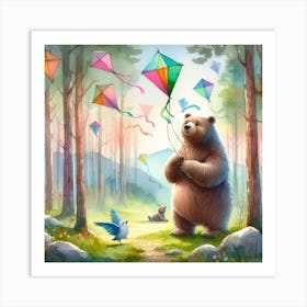 A bear in a forest 4 Art Print