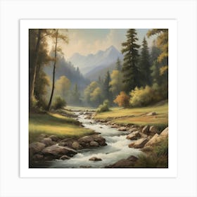 Stream In The Mountains art print Art Print