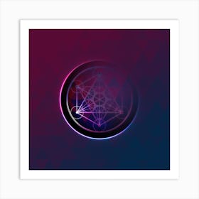 Geometric Neon Glyph on Jewel Tone Triangle Pattern 351 Art Print