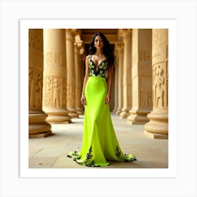 Woman In A Lime Green Dress Art Print