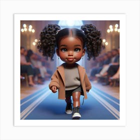 Little Black Girl Walking Down The Runway Art Print