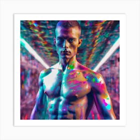 Psychedelic Man In Neon Art Print