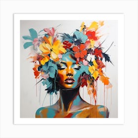 floral girl 1 Art Print