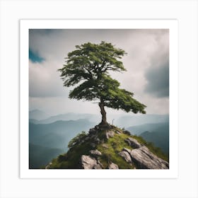 Lone Tree On Top Of Mountain 3 Art Print