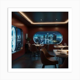 Restaurant With A View Of The City Art Print