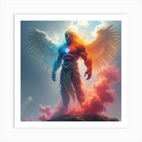 Titan With A Rainbow Watercolor Aura, Majestic Presence 1 Art Print