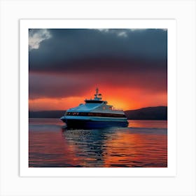 Sunset On A Ferry 27 Art Print