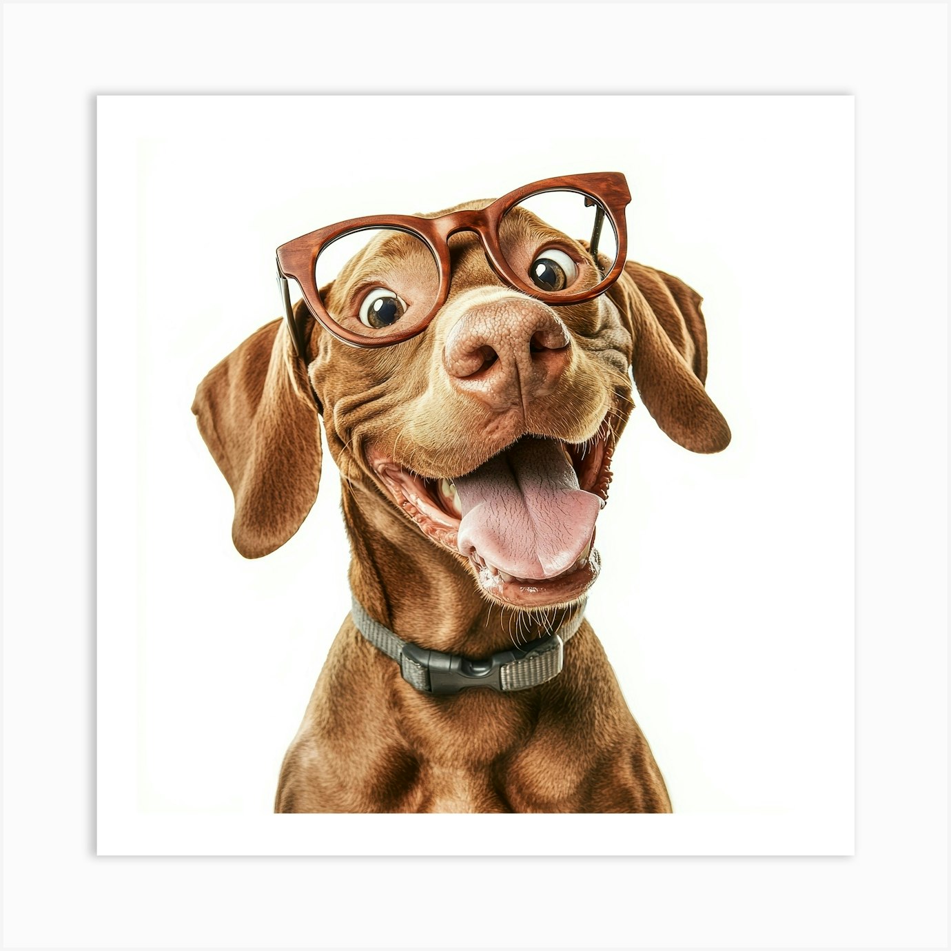 Happy Dog With Glasses Art Print by Aloke Design