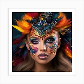 Beautiful Girl With Feathers Art Print