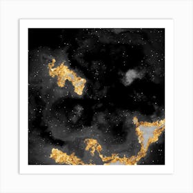 100 Nebulas in Space with Stars Abstract in Black and Gold n.029 Art Print