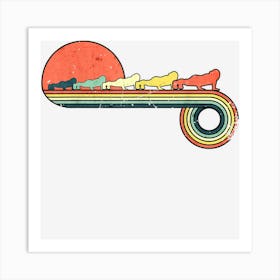 Push Up Cross Training Girl Retro Vintage Sunset Rainbow Art Print