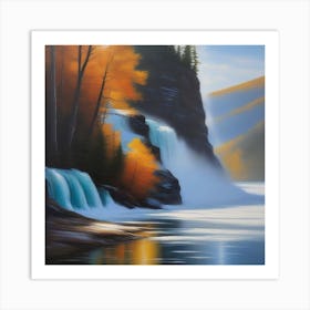 Waterfall In The Fall Art Print