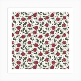 Roses Flowers Leaves Pattern Scrapbook Paper Floral Background Art Print