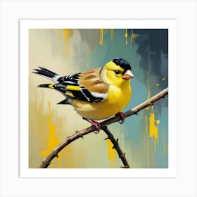 Maximalist Bird Painting American Goldfinch 1 Art Print 2 Art Print