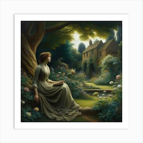 Lady In The Garden Art Print