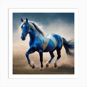 Blue Horse Art Print