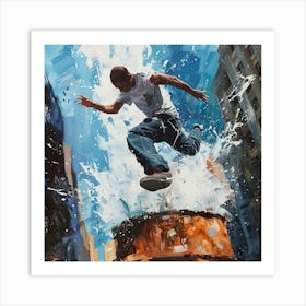 A Parkour Movement Oil Painting Art Print