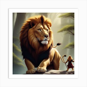 Lion And Child Art Print