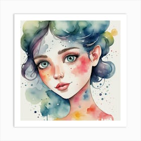 Watercolor Girl 3 Art Print