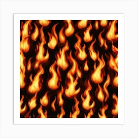 Flames On Black Background 75 Art Print