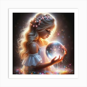 Little Girl Holding A Crystal Ball 2 Art Print