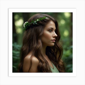 Beautiful Girl In The Forest Art Print