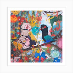 Birds On A Branch Art Print