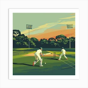 Cricket Game At Sunset Art Print