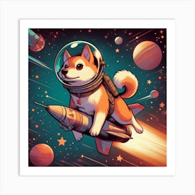 Astronaut Dog Art Print