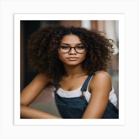 Afro Girl With Glasses Art Print