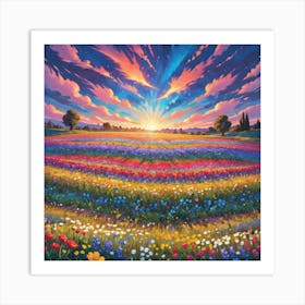 Sunset In The Meadow 1 Art Print