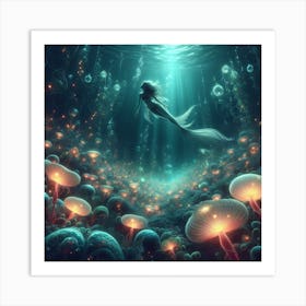 Mermaid Underwater Art Print