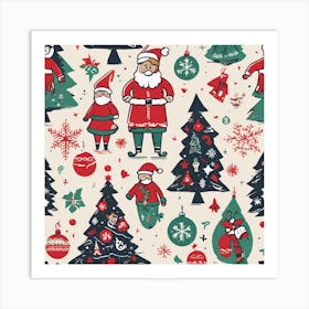 Christmas Tree Seamless Pattern Art Print