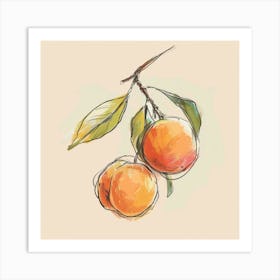 Peaches On A Branch Art Print