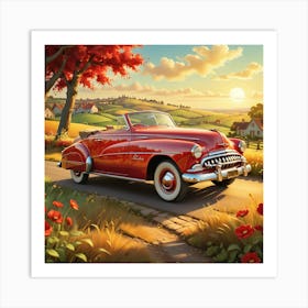 Old Car On The Road Art Print