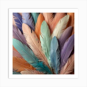 Pastel Feathers Art Print