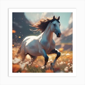 Horse Running In The Field 6 Art Print