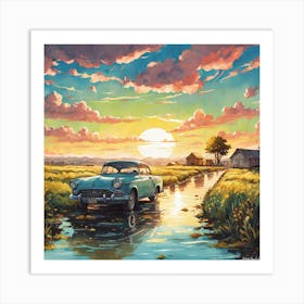 Sunset In The Country Art Print