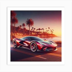 F1 Supercar At Sunset Poster