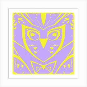 Abstract Owl Purple And Yellow Art Print