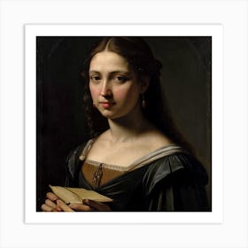 Young Woman Holding A Book 1 Art Print