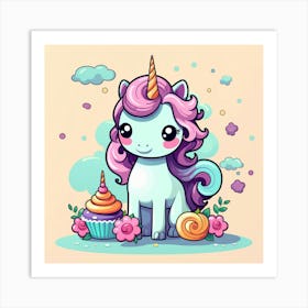 Cute Unicorn 706 Art Print