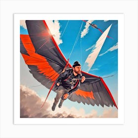 Man Flying A Parachute Art Print