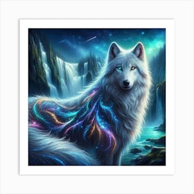 Electric Fantasy Wild Wolf Face 5 Art Print