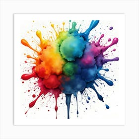 Vibrant watercolor splashe Art Print